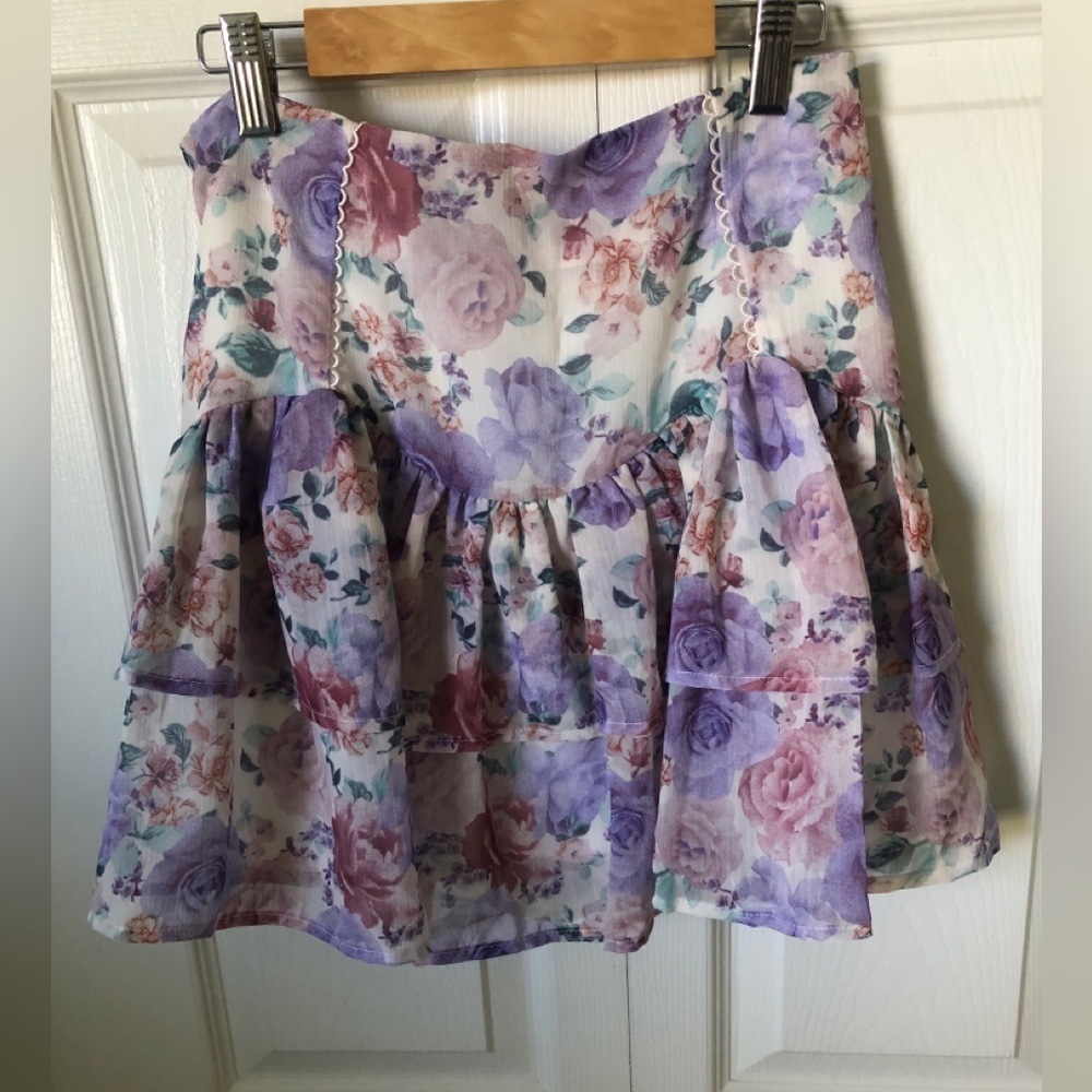 Mi Ami Purple Floral Mini Skirt New With Tags Size Medium